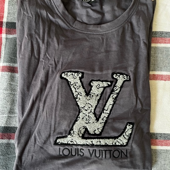 Louis Vuitton Charcoal T-Shirt with Embroidered Logo